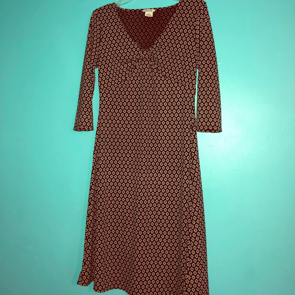 Simple Floral Print Black Dress